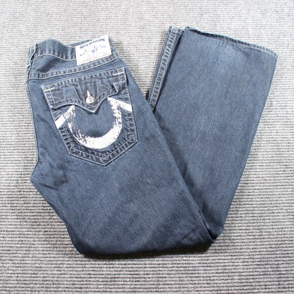 True Religion Men’s Boot Cut Jeans 36 Blue Flap Horseshoe Made in USA - Picture 1 of 11